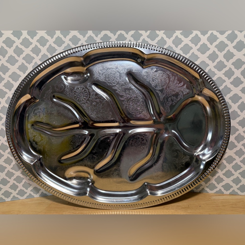 Large Decorative Metal Serving Tray – 18” x 13.5”